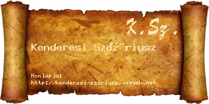 Kenderesi Szíriusz névjegykártya